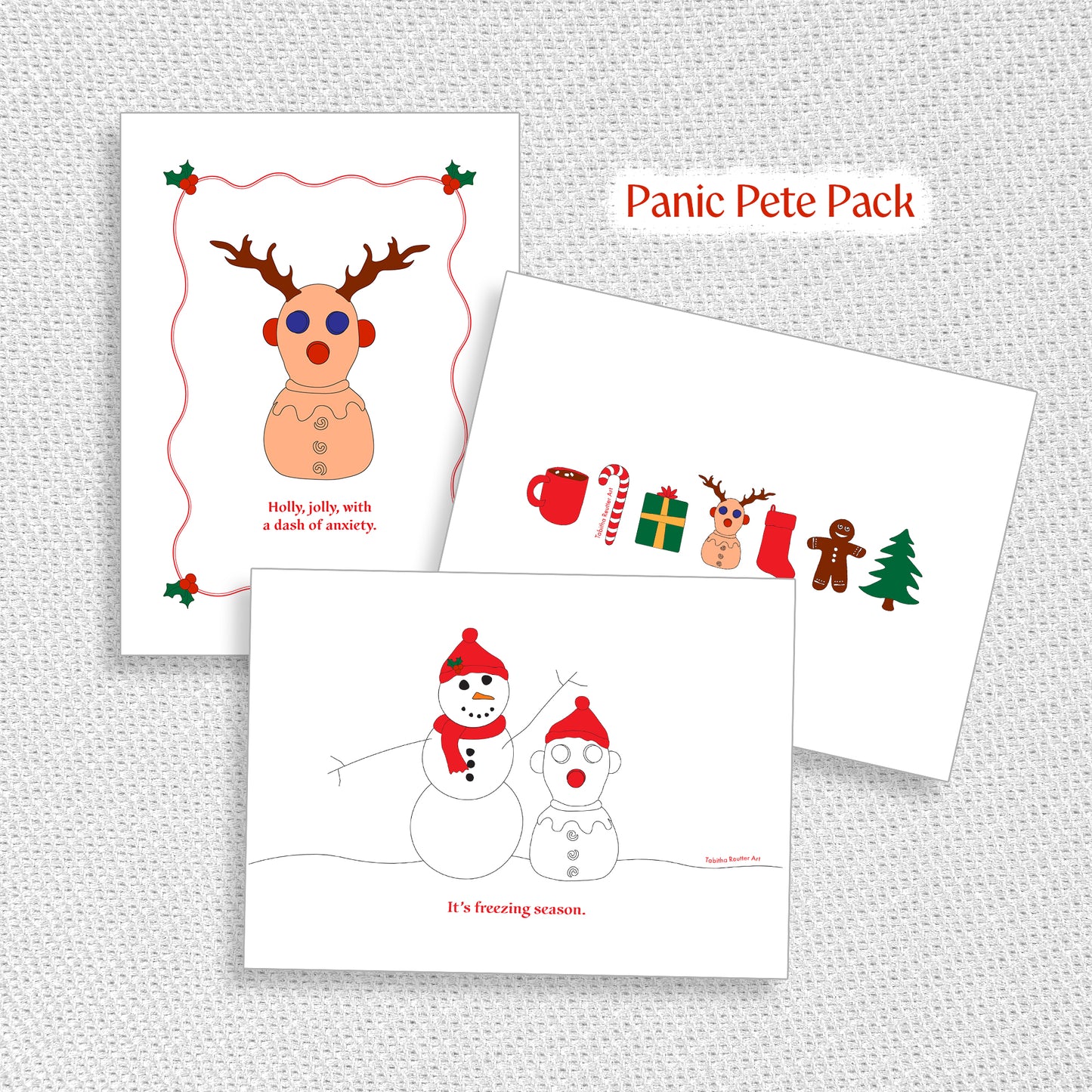 Panic Pete with Antlers Holiday Greeting Card