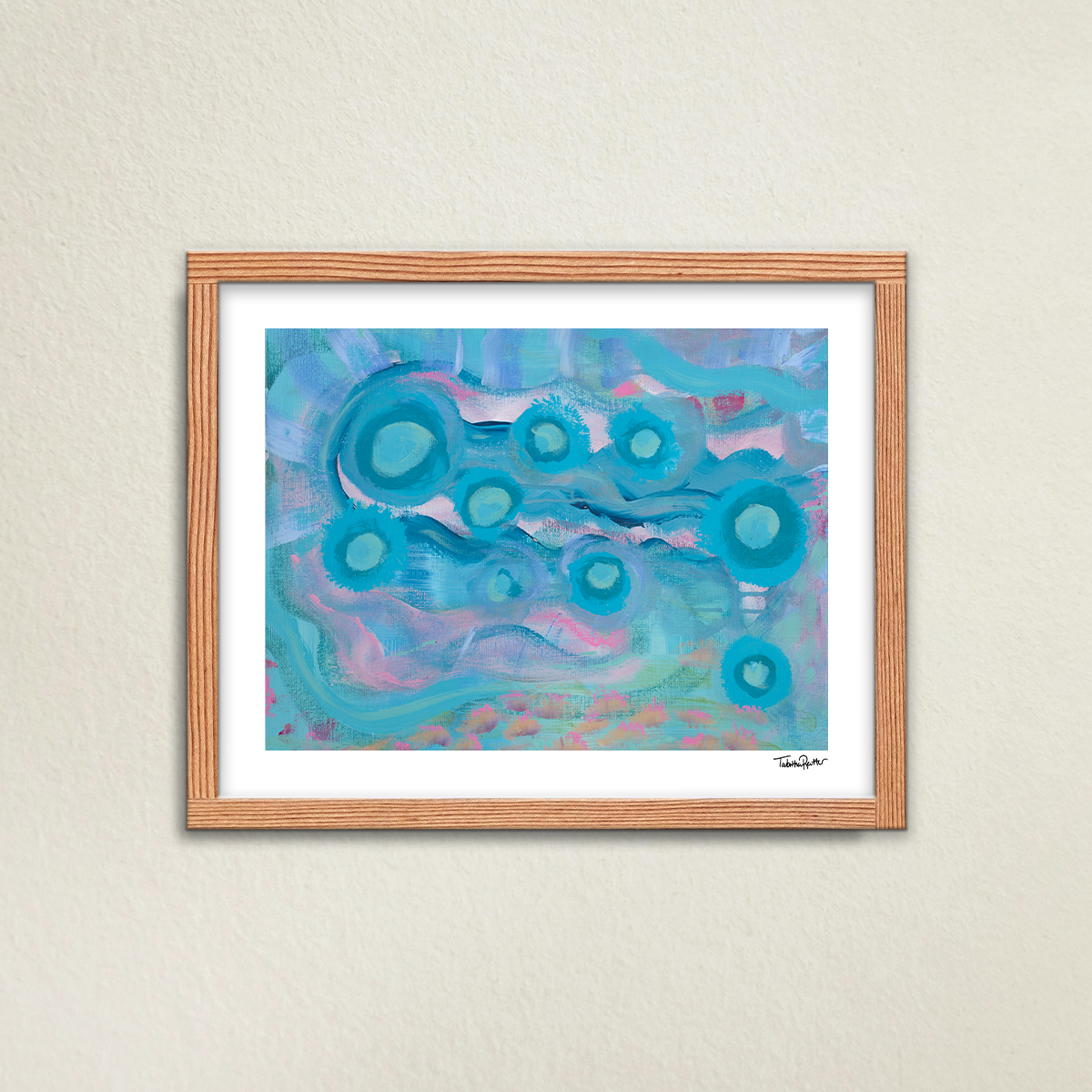 Your Weird is Glowing, mixed media fine art print in a wooden frame. The print is signed by the artist in the bottom right corner.