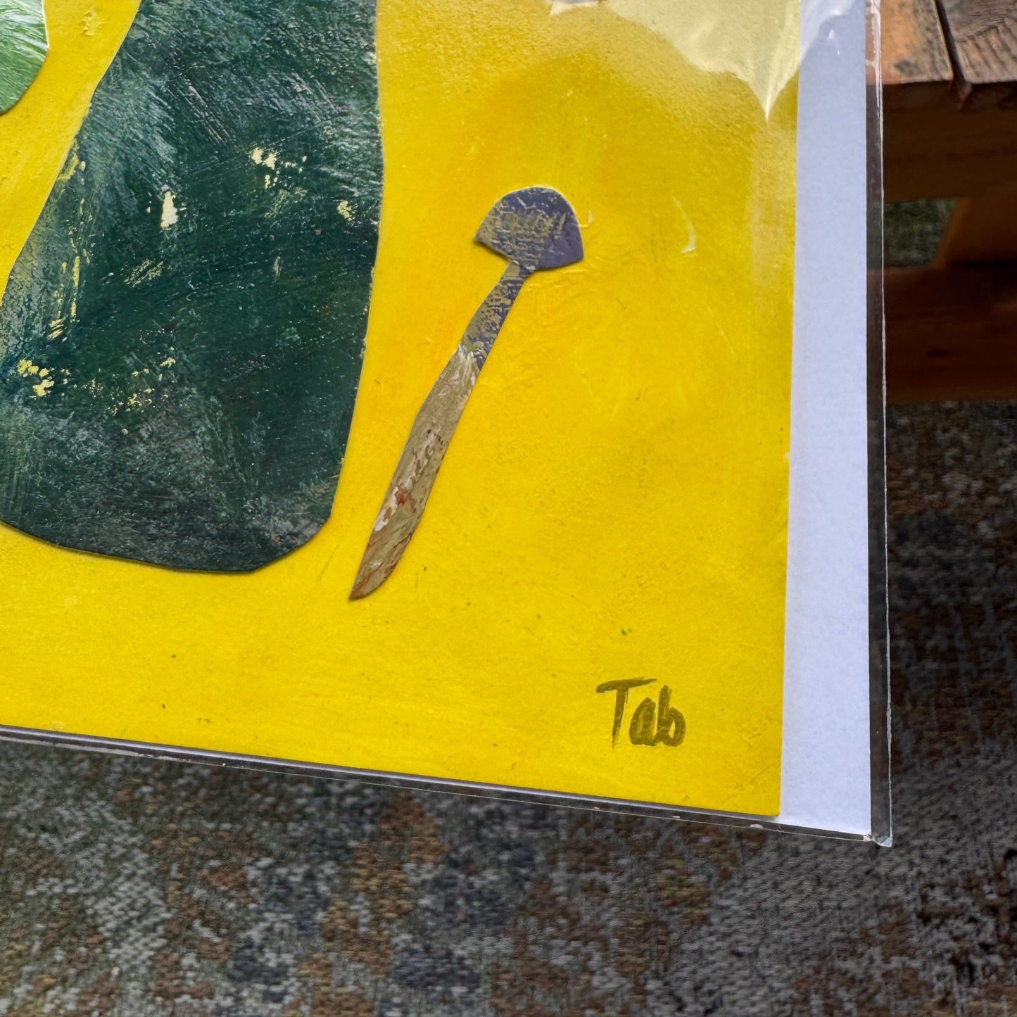 Artistic depiction of a mushroom on a yellow background with 'Tab' signature.