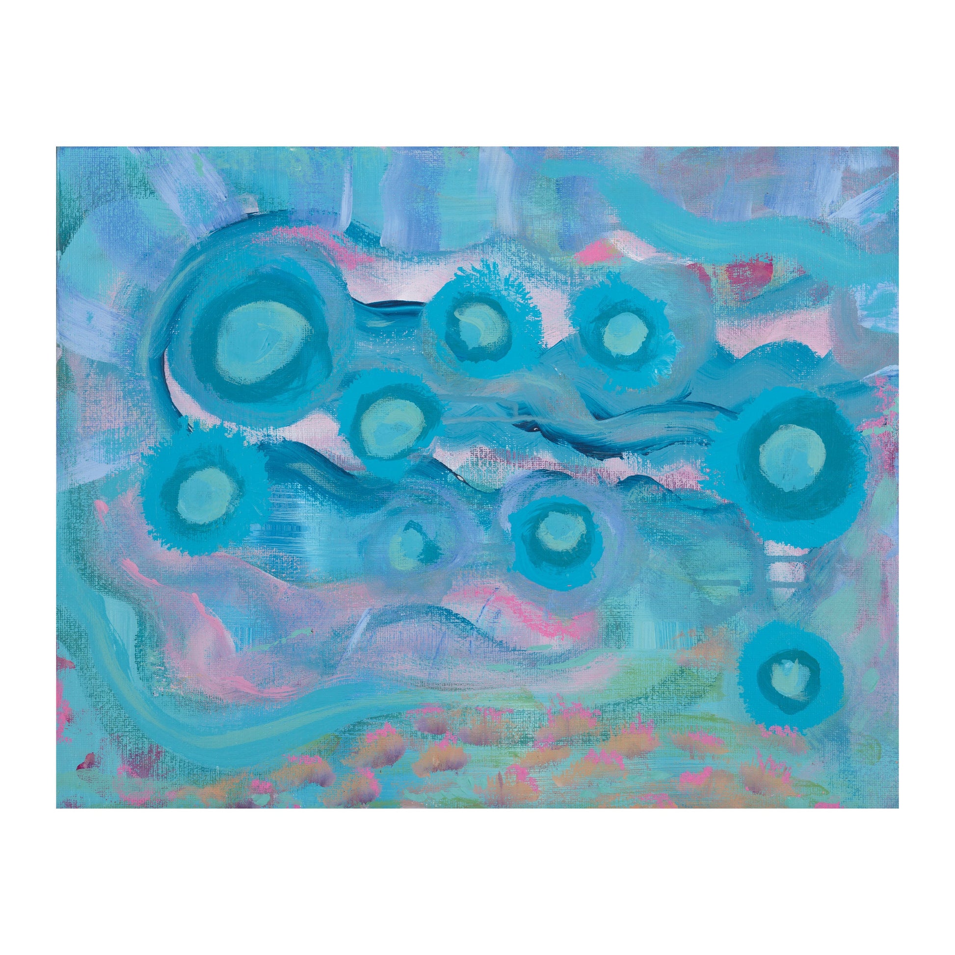 Abstract blue artwork, Your Weird is Glowing, on a white background.