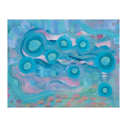 Abstract blue artwork, Your Weird is Glowing, on a white background.
